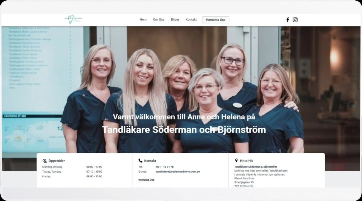 Webbplats för Tandläkare Söderman och Björnström — modern tandvårdsdesign