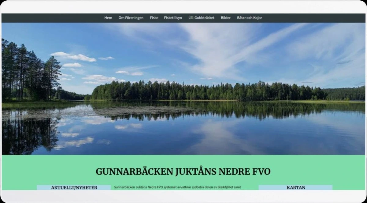 Webbplats för Gunnarbäcken Juktåns Nedre FVO — naturinspirerad design
